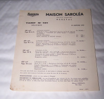 TARIF MAISON SAROLEA 1948, HERSTAL, MOTO MOTOS MOTOCYCLETTE 350 Cm3, 600 Cm3 - Motorräder