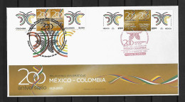 RARE 2021 Joint Mexico And Colombia, MIXED FDC WITH 2+2 STAMPS: Relationship - Gezamelijke Uitgaven