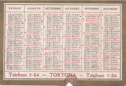 Calendarietto -scuola Tipografica S.giuseppe - Tortona - Anno 1929 - Formato Piccolo : 1921-40