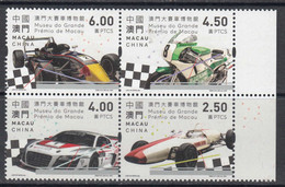 2022 Macau Grand Prix Racing Museum Automobiles Racing Complete Block Of 4  MNH - Unused Stamps