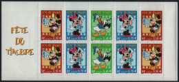 France 2004 MNH Sc 3004a Mickey Mouse, Minnie Mouse, Donald Duck Booklet Stamp Day - Journée Du Timbre