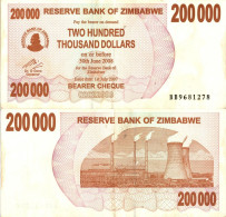Zimbabwe / 200.000 Dollars / 2007 / P-49(a) / VF - Simbabwe