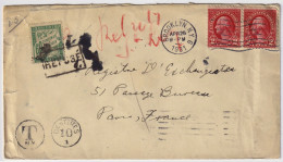 FRANCE 1931 LSC Des États-Unis Pour Paris, Sous-affranchie (4c Au Lieu De 5c) Taxée 60c, Refusée Et Retournée. - 1859-1959 Brieven & Documenten