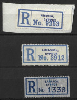 CYPRUS......3 REGISTERED LABELS...1 ON PIECE......AGE  NOT KNOWN......... - Zypern (...-1960)