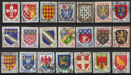 FRANCE.....21 DIFFERENT.... " COATS OF ARMS.."....STAMPS.....USED........ - Timbres