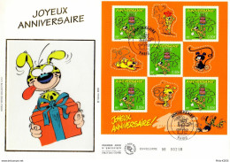 " MARSUPILAMI " Sur Enveloppe 1er Jour Grand Format N°tée Sur Soie De 2003 N° YT BF 58 . Parfait état. FDC - Fumetti