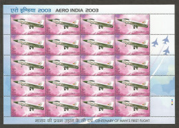 India 2003 Aero India MINT SHEET LET Good Condition  (SL-8) - Unused Stamps