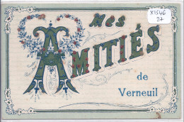 VERNEUIL- MES AMITIES DE VERNEUIL- JOLIE CARTE FANTAISIE- PAILLETTES - Verneuil-sur-Avre