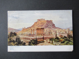 Griechenland Um 1906 PK Athen Mit Akropolis Gesendet An Frau Major Von Basse Villa Fortuna Bad Oeynhausen - Briefe U. Dokumente