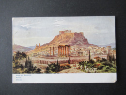 Griechenland Um 1906 PK Athen Mit Akropolis Gesendet An Frau Major Von Basse Villa Fortuna Bad Oeynhausen - Lettres & Documents