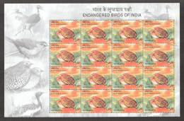 India 2006 Endangered Birds Of India Manipur Bush Quail MINT SHEETLET Good Condition (SL-36) - Unused Stamps