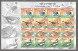 India 2006 Endangered Birds Of India Different Birds MINT SHEETLET Good Condition (SL-40) - Nuevos