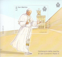 2020 San Marino Pope John Paul II SILVER Souvenir Sheet   MNH @ BELOW FACE VALUE - Nuevos