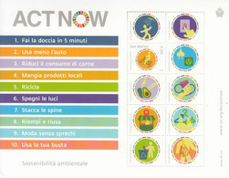 2020 San Marino UN ACT NOW Climate Change Environment Miniature Sheet Of 1 + 9 Labels MNH @ FACE VALUE - Unused Stamps