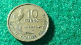 FRANSA - 1951    10  FRANK - 10 Francs