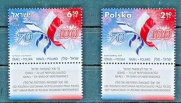 ISRAEL 2018 JOINT ISSUE WITH POLAND INDEPENDENCE BOTH STAMPS MNH - Neufs (avec Tabs)