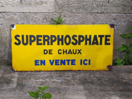 Ancienne Plaque Émaillée Super Phosphate Émail Alsacienne De Strasbourg Agricole - Plaques émaillées (après 1960)