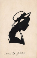 SILHOUETTES - Jeune Fille à Chapeau - Carte Postale Ancienne - Silueta