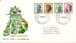 Australia FDC 6-11-1968 Australia 1968 Famous People Set Of 4 With Cachet And Address - FDC