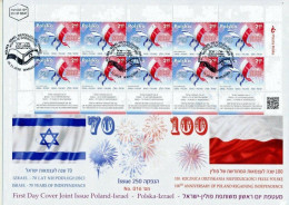 POLAND 2018 JOINT ISSUE WITH ISRAEL INDEPENDENCE 10 STAMP SHEET FDC - Neufs (avec Tabs)