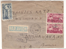 Roumanie - Lettre Recom De 1947 - Oblit Sighet - Exp Vers Mishawaka - Cachets De New York Et South Bend - - Brieven En Documenten