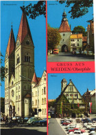 WEIDEN I. D. OBERPFALZ, BAVARIA, MULTIPLE VIEWS, CHURCH, TOWER WITH CLOCK, CARS, ARCHITECTURE, GATE, GERMANY, POSTCARD - Weiden I. D. Oberpfalz