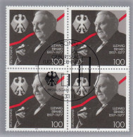 Germany 1997 Mi.1904 X4 ⁕ LUDWIG ERHARD IM VIERERBLOCK IN JUBILÄUMSKARTE GESTEMPELT ⁕ FDC - ERSTTAGSBLATT - Scan - 1991-2000