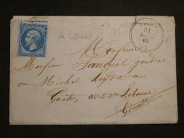 DH12 FRANCE BELLE LETTRE  1866   TANOY +PERLé +N°22 +MON CHER COUSIN .+AFF. INTERESSANT++++   ++ - 1849-1876: Classic Period