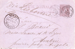 Monaco To Angola 1890 Via Lisboa Postal Card Michel P3 - Briefe U. Dokumente