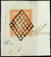 Fragment N° 5a, 40c Orange Vif Obl Sur Grand Fragment, Superbe, Signé Brun - Andere & Zonder Classificatie