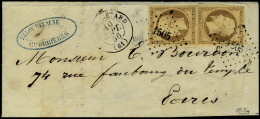 Lettre N° 9, 10c Bistre X 2 Sur L Obl PC 1505 Pour Paris T.B. Signé Calves, Spink-Maury - Altri & Non Classificati