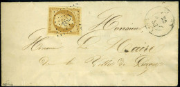 Lettre N° 9, 10c Bistre Jaune Très Bien Margé, Sur Lettre, OBL PC 1792 25 Août 1853, Pour Luçon - Otros & Sin Clasificación