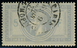Oblitéré N° 33A, 5f Violet-gris, 5 Et F En Bleu, Superbe, Signé Calves - Sonstige & Ohne Zuordnung