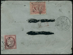 Lettre N°57. 80c Rose S/Lettre Oblitérée étoile 15 + CàD Paris Rue Bonaparte 17 Nov 74. Affr. Mixte Avec EGYPTE N°17A, A - Sonstige & Ohne Zuordnung