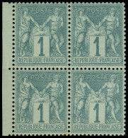 Neuf Sans Charnière N° 61, 1c Vert, Bloc De 4 BdF, Excellent Centrage, Superbe, Signé CALVES - Otros & Sin Clasificación