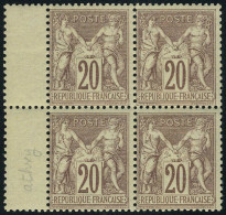 Neuf Sans Charnière N° 67, 20c Brun-lilas Type I, Bloc De 4, BdF, T.B. - Sonstige & Ohne Zuordnung