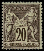 Neuf Sans Charnière N° 67, 20c Brun-lilas Type I, T.B. - Autres & Non Classés