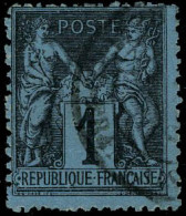 Oblitéré N° 84, 1c Noir S/bleu De Prusse, Jolie Nuance, TB, Signé + Certificat JF Brun - Andere & Zonder Classificatie