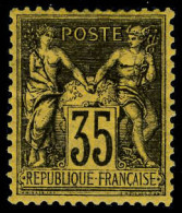 Neuf Avec Charnière N° 93, 35c Violet Noir Sur Jaune, Très Bien Centré, T.B. - Autres & Non Classés