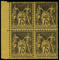 Neuf Sans Charnière N° 99, 75c Violet S/orange En Bloc De 4 Excellent Centrage, 2 Ex. Cl, TB - Other & Unclassified