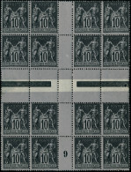 Neuf Sans Charnière N° 103a. 10c Noir Sur Lilas, Bloc De 16,  Interpanneau, Millésime 9, Soit 4 Paires II + III+ 4ex II  - Sonstige & Ohne Zuordnung