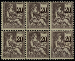 Neuf Avec Charnière N° 113, 20c Mouchon, Chiffres Très Déplacés, Bloc De 6, Rare Ainsi, 1ex **. T.B. - Sonstige & Ohne Zuordnung