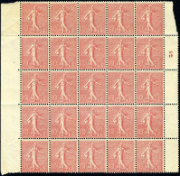 Neuf Sans Charnière N° 129c, 10c Rose Foncé Type III, Bloc De 25 Ex. Millésime 5, TB - Photo WEB - Autres & Non Classés