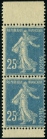 Neuf Sans Charnière N° 140m, 25c Bleu, Paire Verticale De Carnet, Cl Sur BdF, TB - Sonstige & Ohne Zuordnung