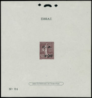 50c+25c. Semeuse Caisse D'Amortissement. Epreuve ESSAI N°51 Couleur Et Surcharge Non Adoptées. T.B. - Other & Unclassified