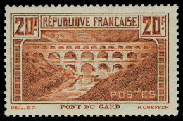 Neuf Sans Charnière N° 262Aa, 20f Pont Du Gard Chaudron Clair   Type I Dent 13 1/2 X 13 T.B. Signé. - Autres & Non Classés