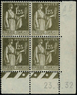 Neuf Sans Charnière N° 287, 1f25 Olive Type Paix, Bloc De 4 CD 23.9.32, T.B. - Autres & Non Classés