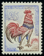 Neuf Sans Charnière N° 1331d, 0,25 Coq De Decaris, Papier Fluo Jaune Vif Aux U.V., TB, Signé - Other & Unclassified