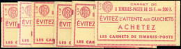 Neuf Sans Charnière N° 1011C-C1, 25F Rouge Muller, 6 Carnets De 8 Timbres électroniques Différents Avec Repères, TB - Other & Unclassified