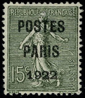 Neuf Sans Gomme N° 30/32, Les 3 Valeurs Postes Paris 1922, T.B. Dont N° 31 Signé Brun - Autres & Non Classés